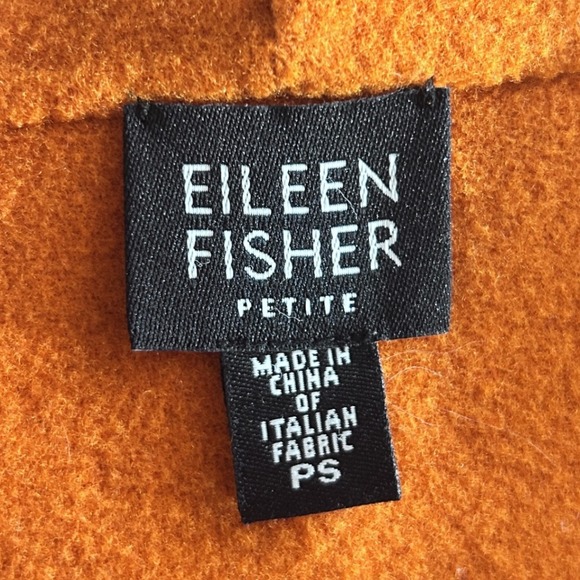 Eileen Fisher Wool-Cashmere Shawl-Collar Coat Cardigan in Marigold/Orange, PS - Picture 6 of 11